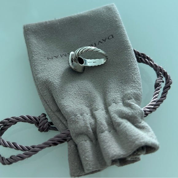 David Yurman Sterling Silver Diamond Black Onyx 10mm Noblesse Ring Size 7 - Picture 8 of 11